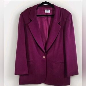 Vintage Womens Single Breast/ Button Blazer Sz 14 Fushia 100% Wool Mature Easter